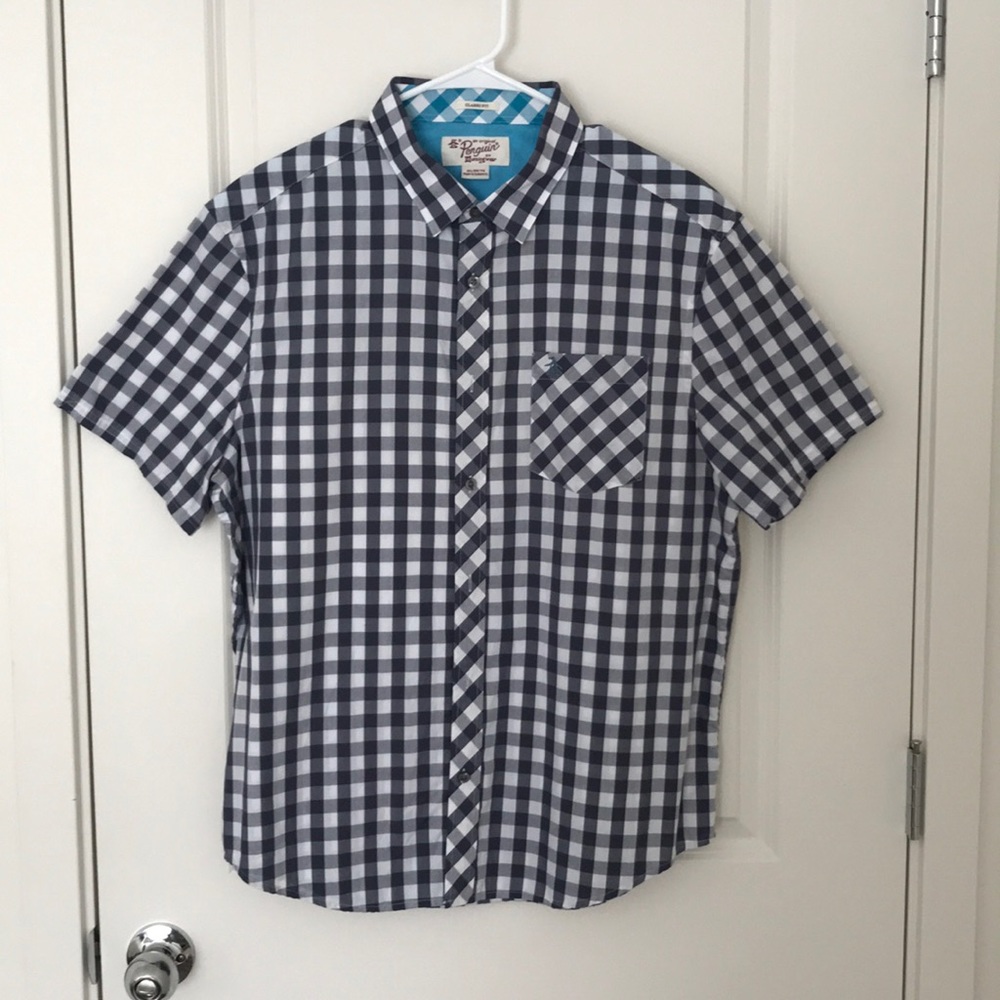 BRAND NEW Men’s Penguin blue & white gingham shirt